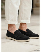 Lorvano Suede Penny Loafers worn