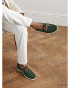 Lorvano Foil Suede Boat Shoes worn