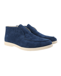 Lorvano High Suede Loafers in marine blue suede, studio product shot