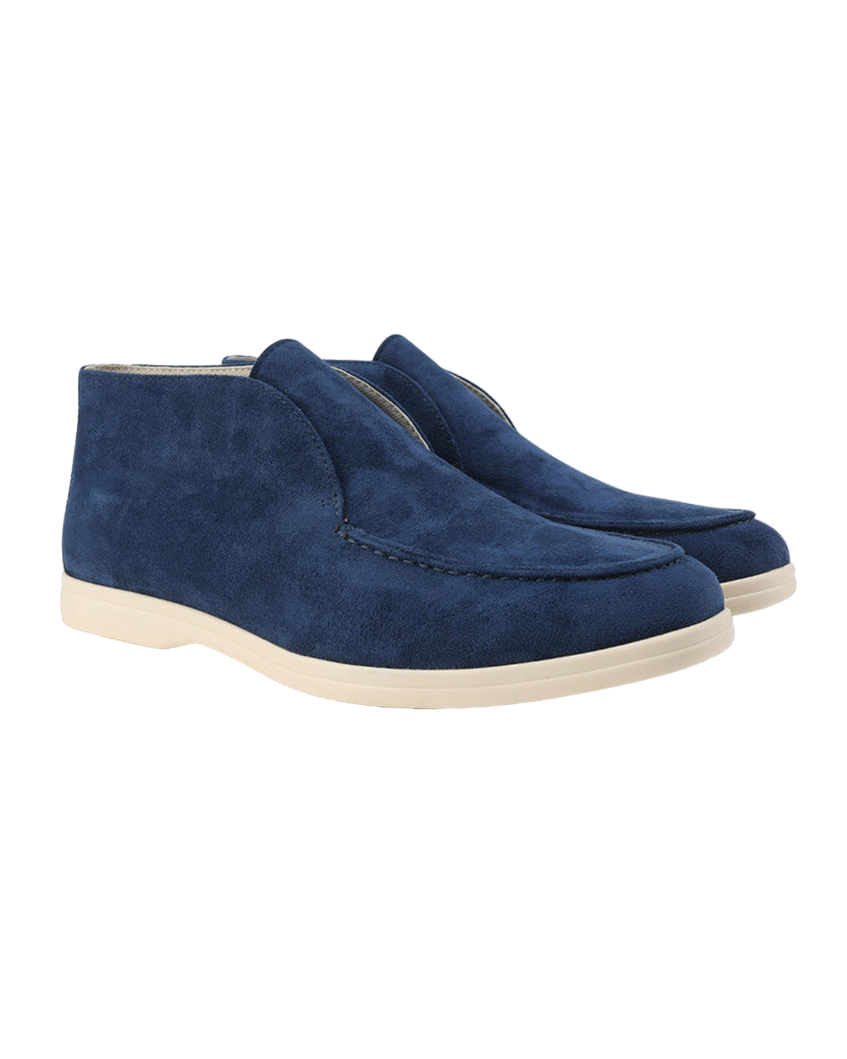 Lorvano High Suede Loafers in marine blue suede, studio product shot