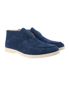 Lorvano High Suede Loafers in marine blue suede, studio product shot