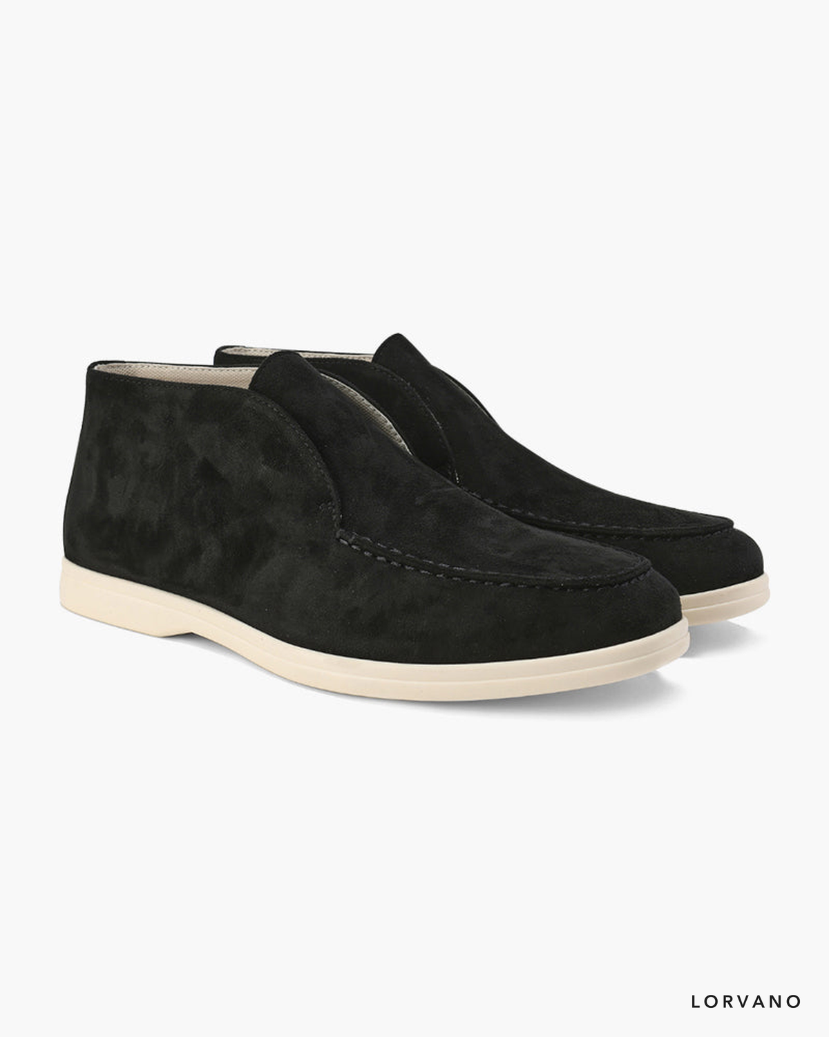 Lorvano High Suede Loafers in black suede