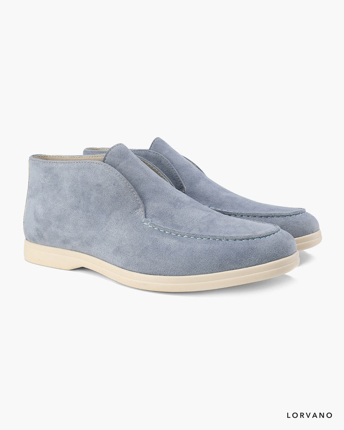 Lorvano High Suede Loafers in fog blue suede