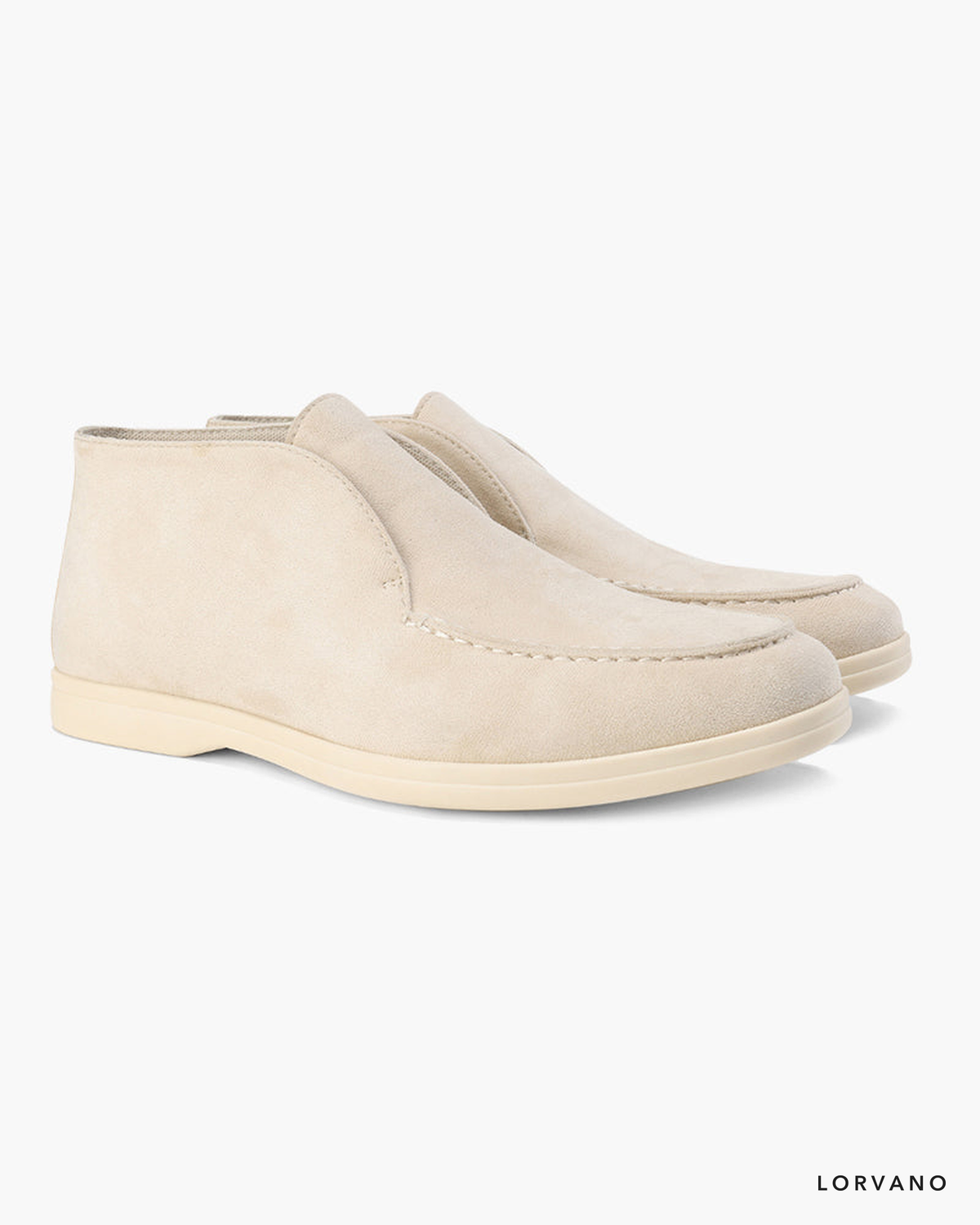 Lorvano High Suede Loafers in beige suede